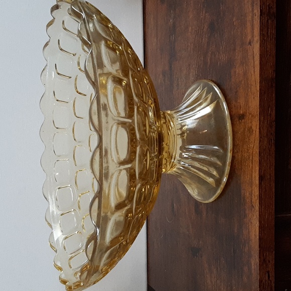 Vintage Yellow Federal Glass Yorktown Colonial Pressed Glass Cubed Compo… - Picture 12 of 12